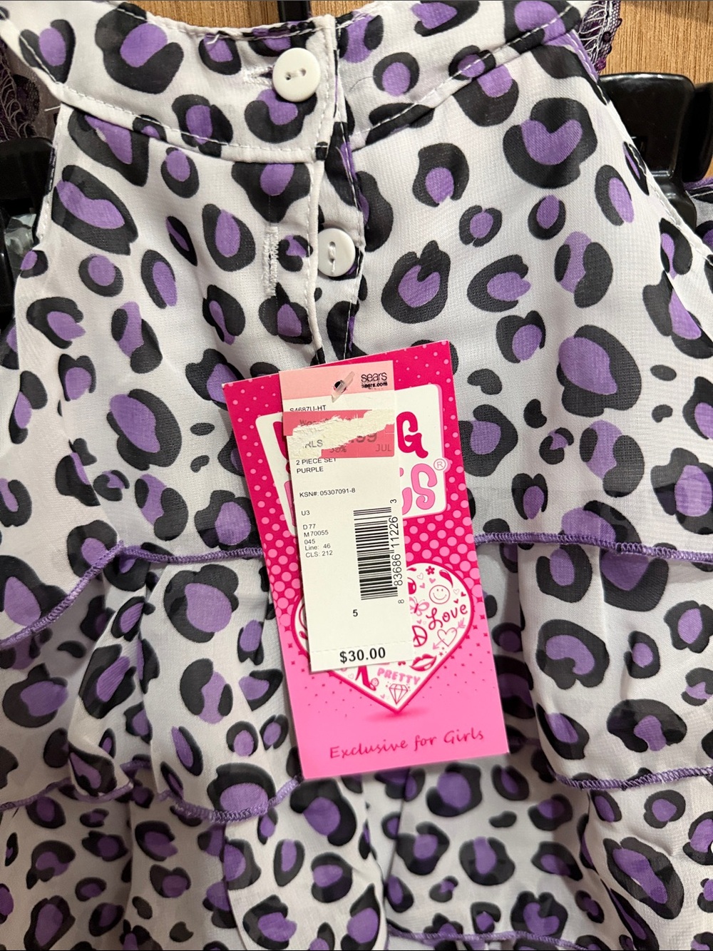 Girls Purple Leopard Ruffle Matching Set - Picture 4 of 4